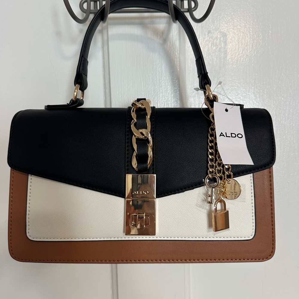 Aldo NWT Black, White, and Tan Shoulder/Crossbody Bag